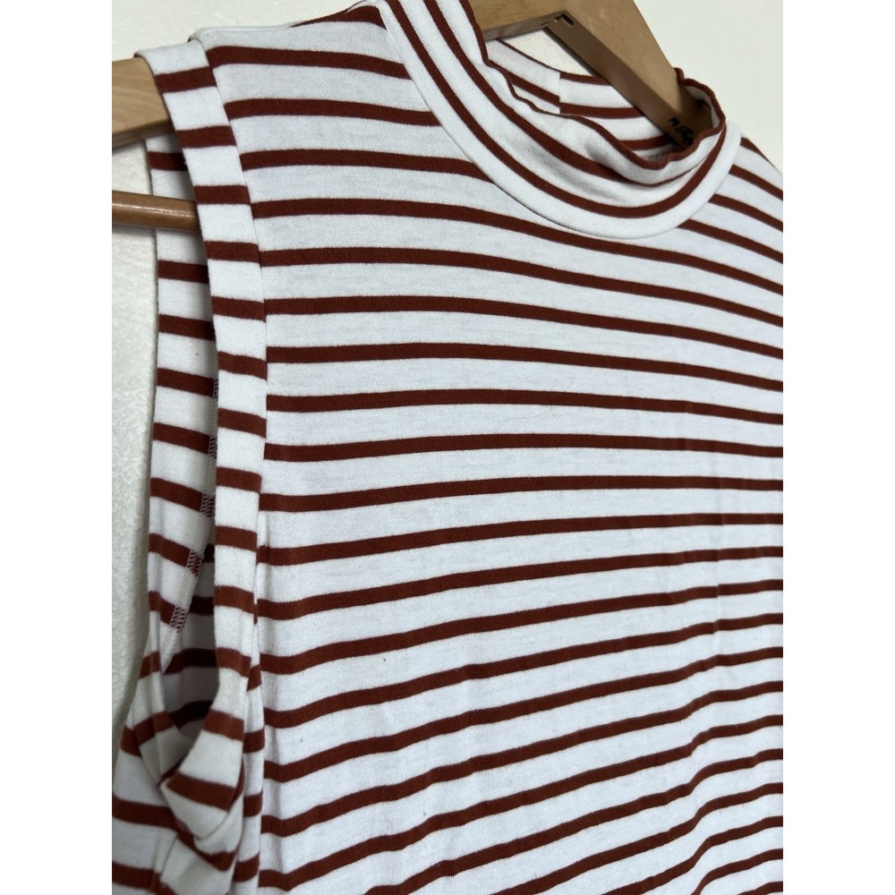 Sleeveless-Mock Neck Top-S/M-Stretchy-Soft-French Girl-Parisian-Coastal-Striped - Picture 3 of 6